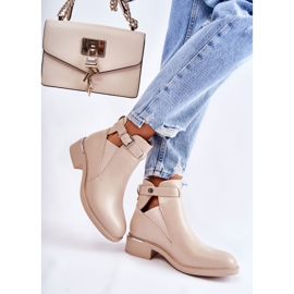 PG1 Stivali da donna in ecopelle su tacco piatto Beige Marla 2