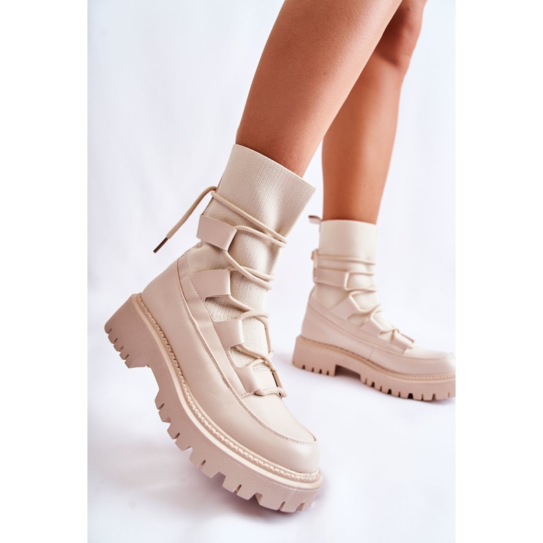 Stivali da donna da lavoro con calzino beige Fallor 2