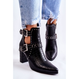 WJ2 Stivali da donna su tacco con strass neri Kelin nero 1
