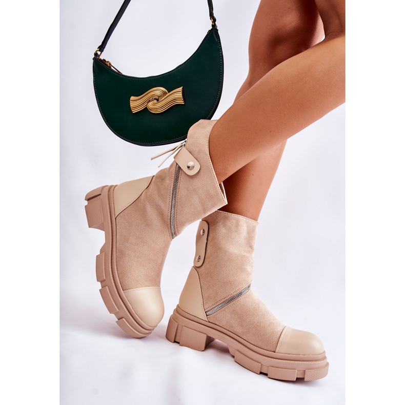 PS1 Stivaletti in pelle scamosciata da donna alla moda Beige Kandell 2