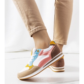 Sneakers da donna Kindler bianche e marroni bianco marrone rosa 1
