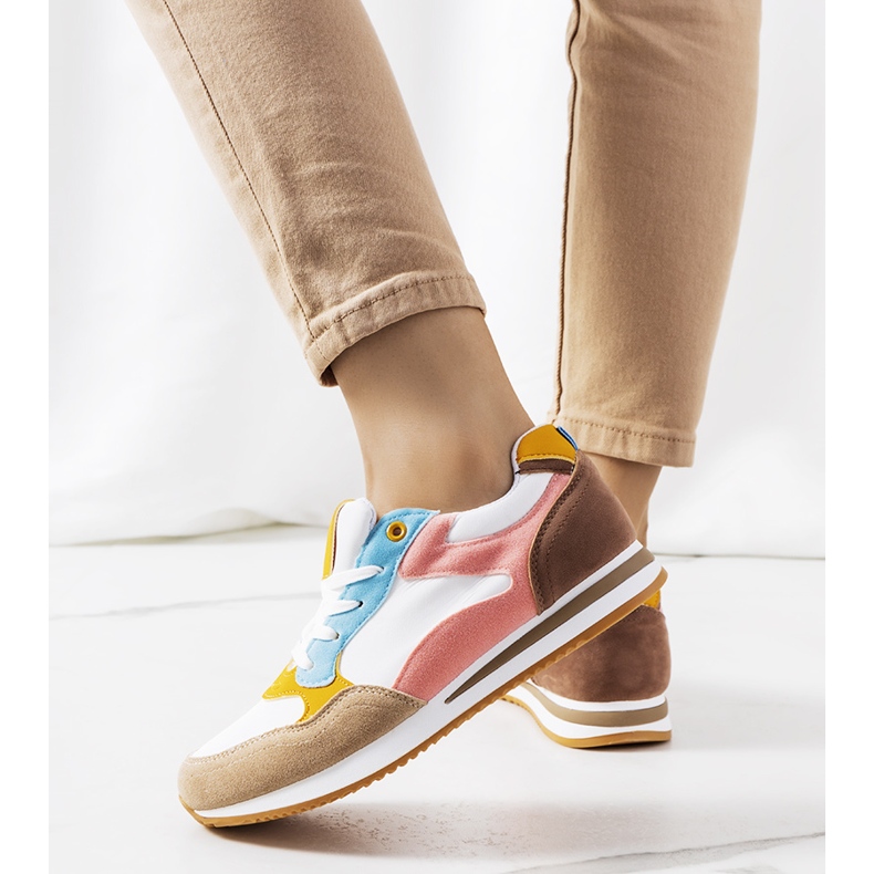 Sneakers da donna Kindler bianche e marroni bianca marrone rosa 1