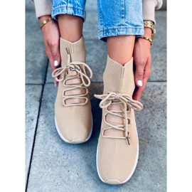 Scarpe da ginnastica Katrin Kaki con calzino beige 1