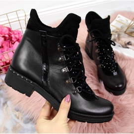 Stivaletto da donna Dolce Pietro nero in pelle con zirconi 1