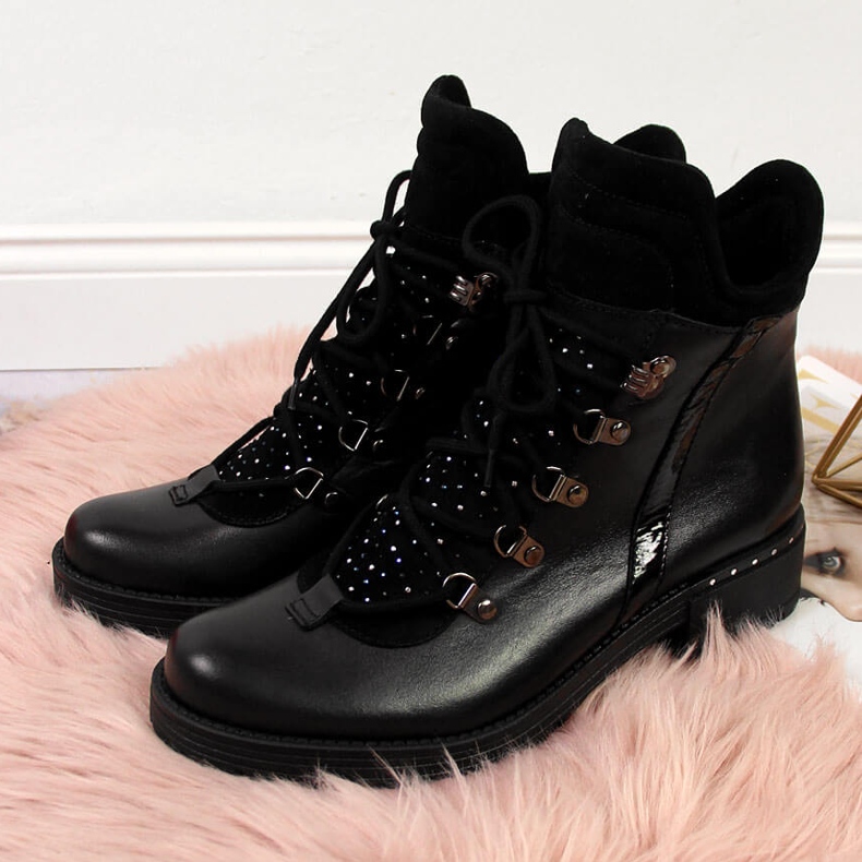 Stivaletto da donna Dolce Pietro nero in pelle con zirconi 2