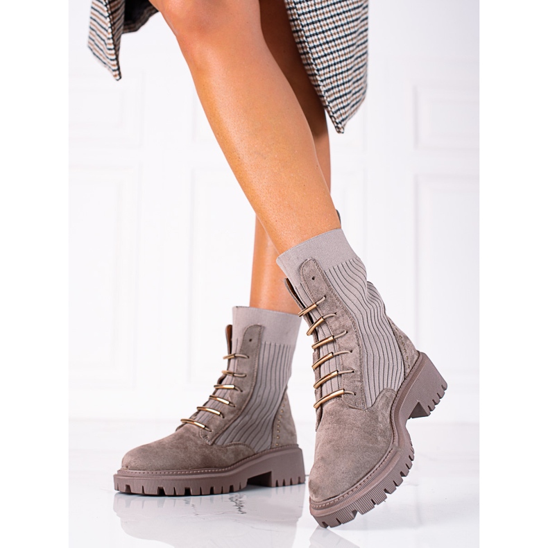 SHELOVET Lavoratori annodati in camoscio marrone beige 1