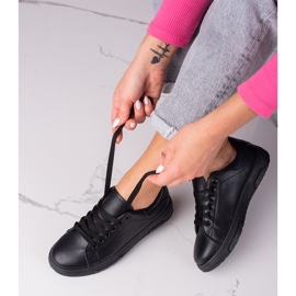 Sneakers nere da donna Shelovet realizzate in pelle ecologica nero 1