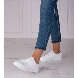 Sneakers bianche da donna Shelovet realizzate in pelle ecologica bianco 1
