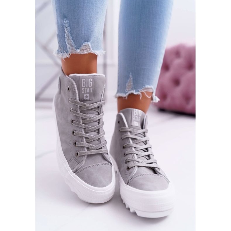 Sneakers da donna Big Star High Warm Grey EE274114 grigio 2