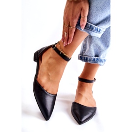 WD1 Sandali Ballerine Da Donna In Pelle In Spitz Nero Caprise 1