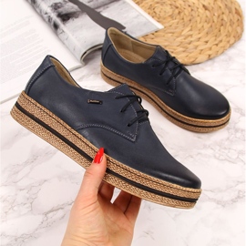 Scarpe da donna in pelle su piattaforma blu navy Helios 380 1