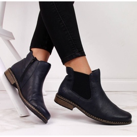 Caldi stivali Chelsea da donna, blu navy Rieker Z4994-14 nero 1