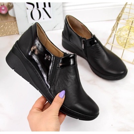 Comode scarpe da donna in pelle nere Helios 348 nero 2