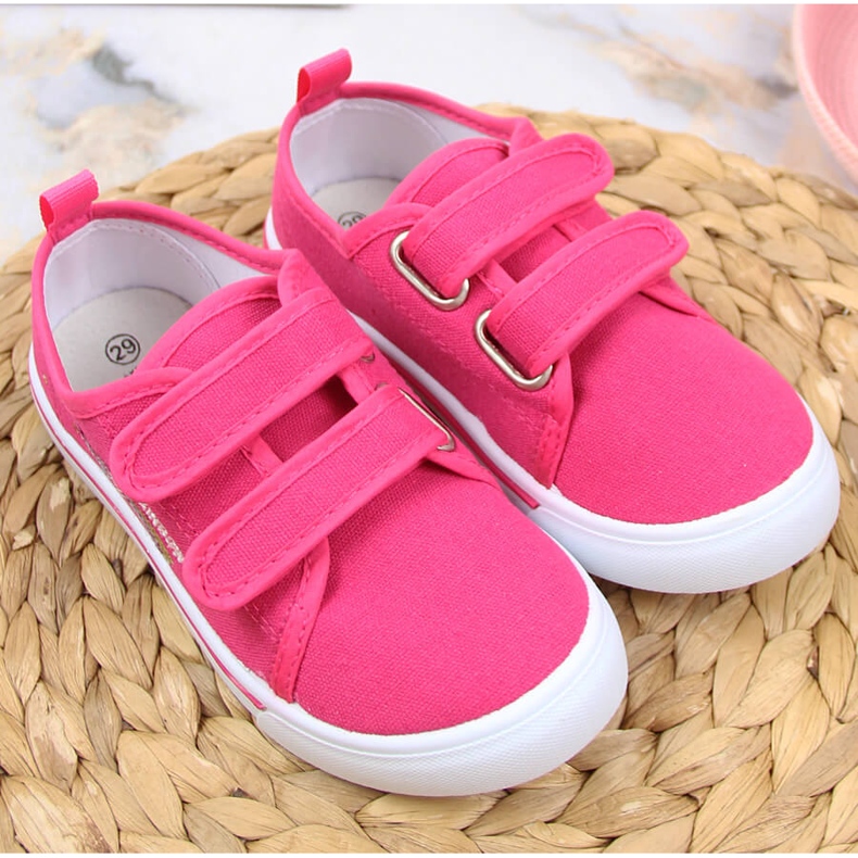 Sneakers rosa da ragazza Atletico con velcro 2