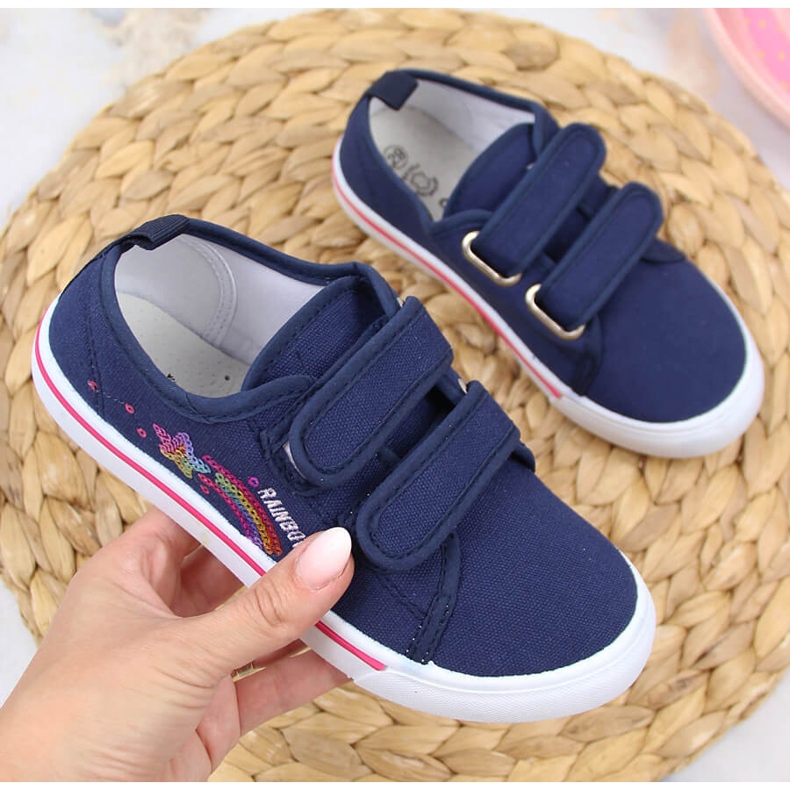 Sneakers Atletico blu navy con velcro per ragazze 1