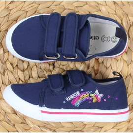 Sneakers Atletico blu navy con velcro per ragazze 2