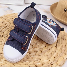 Sneakers da bambino Atletico in denim con velcro blu 2