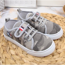 Sneakers da bambino Atletico grigio mimetico chiusura strappo 2