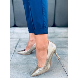 Tacchi alti da donna fiore Aurora Gold d'oro 1