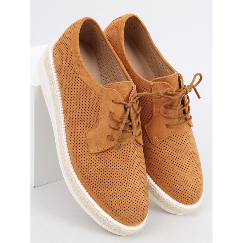 Mocassini espadrillas con lacci Guermo Camel marrone 2