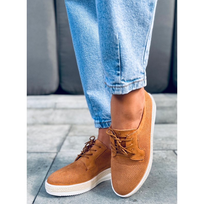 Mocassini espadrillas con lacci Guermo Camel marrone 1