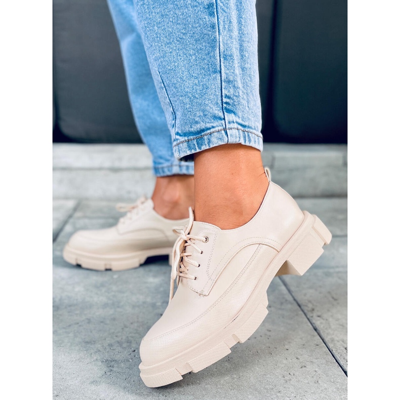 Mocassini su suola alta Unna Beige 1