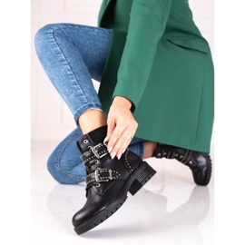 Shelovet Low Workers da donna in stile rock nero 1