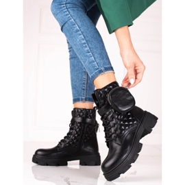 Borse da donna nere trapuntate Shelovet con tasca in velcro nero 1