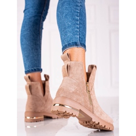 Stivaletto da donna Shelovet con cerniera dorata, marrone chiaro 2