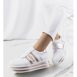 Sneakers Teresin in pelle bianca e oro bianco d'oro 1