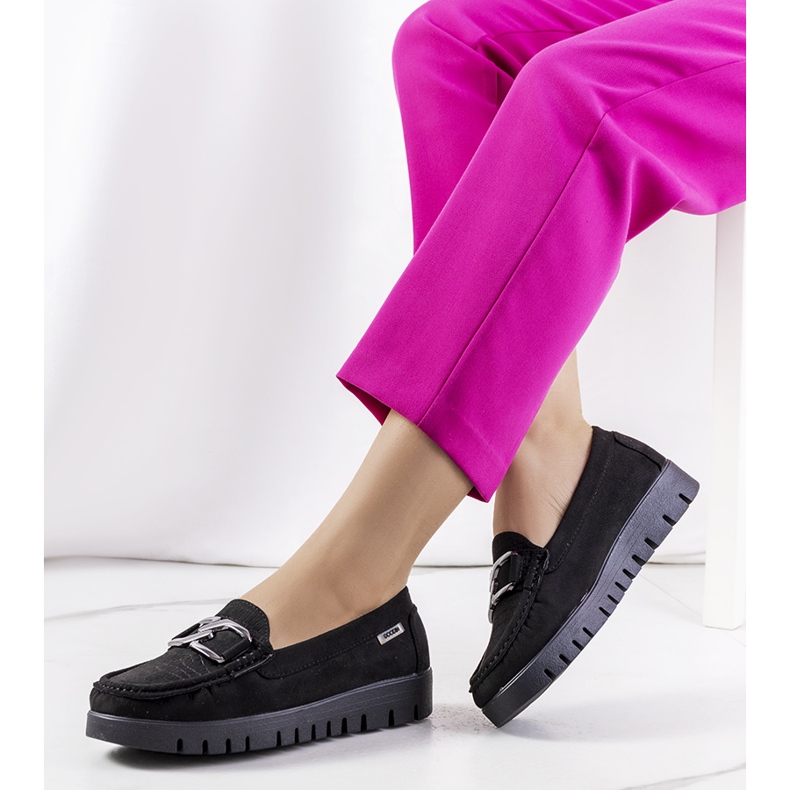 Mocassini neri sulla piattaforma Campini nero 1