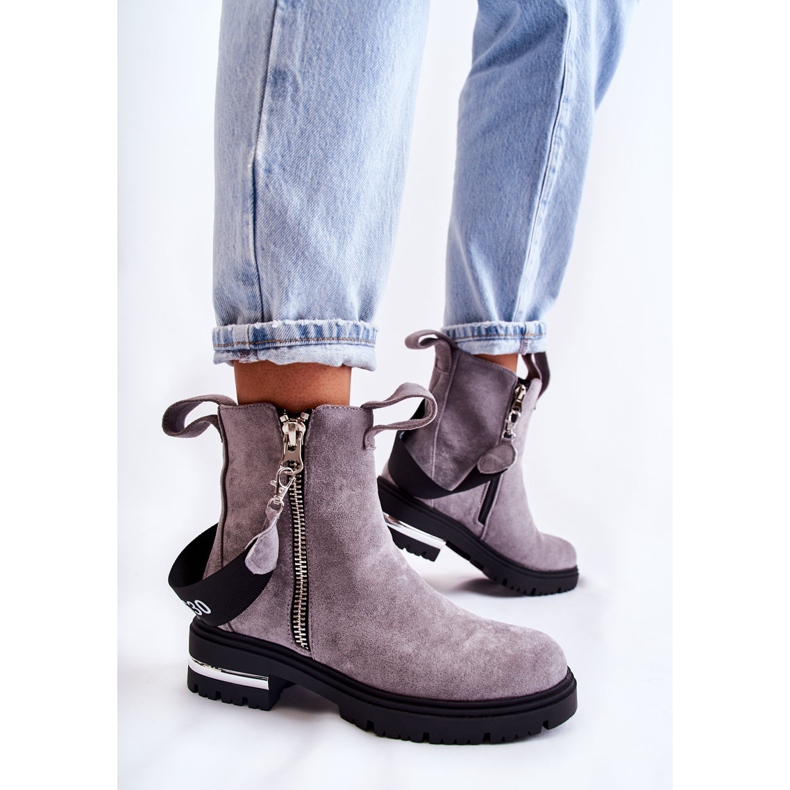 PS1 Stivali Caldi Da Donna Con Cerniera Grigio Calvaro 2