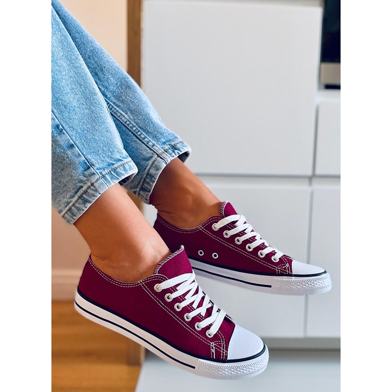 Sneaker da donna classiche Basic Wine rosso 2