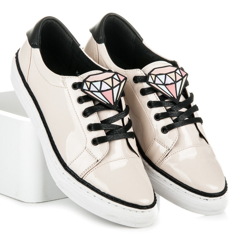 Betler Sneakers laccate a diamante marrone 2