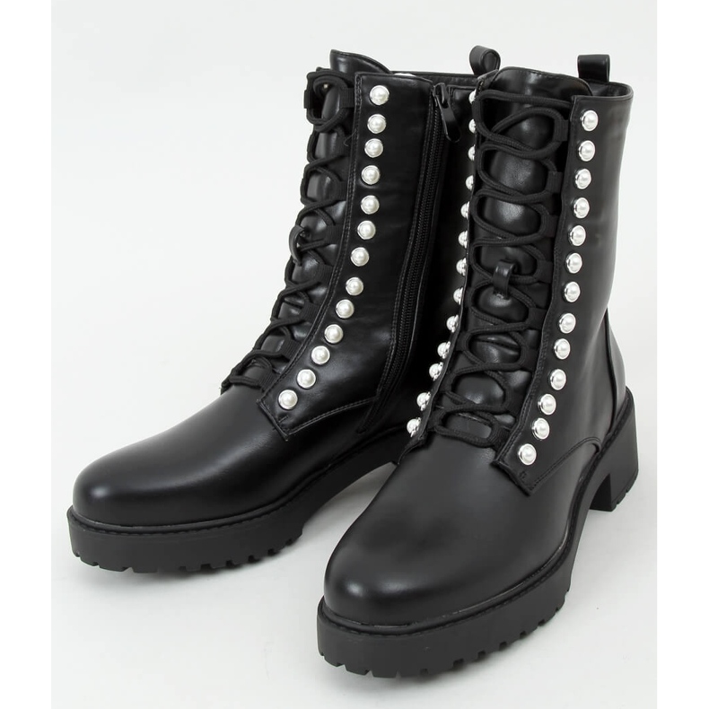 Stivali militari con perle Odrey Black nero 1