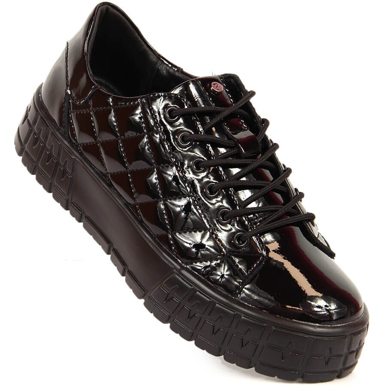 Scarpe da donna trapuntate in vernice nera Filippo nero 1