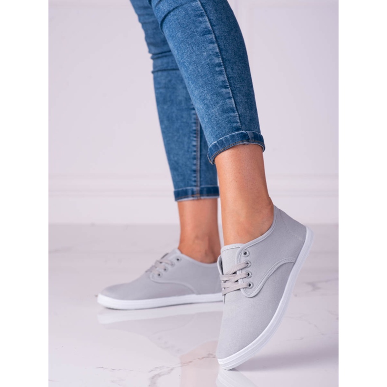 Sneakers da donna leggere in tessuto Shelovet grigio 2