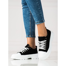 Sneakers nere da donna stringate Shelovet nero 1