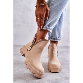 PG1 Stivali in pelle scamosciata da donna con ritagli ritmo beige 1
