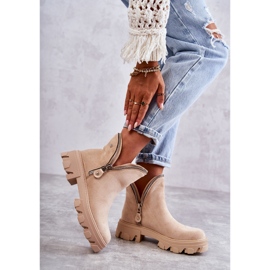 PG1 Stivali in pelle scamosciata da donna con ritagli ritmo beige 2