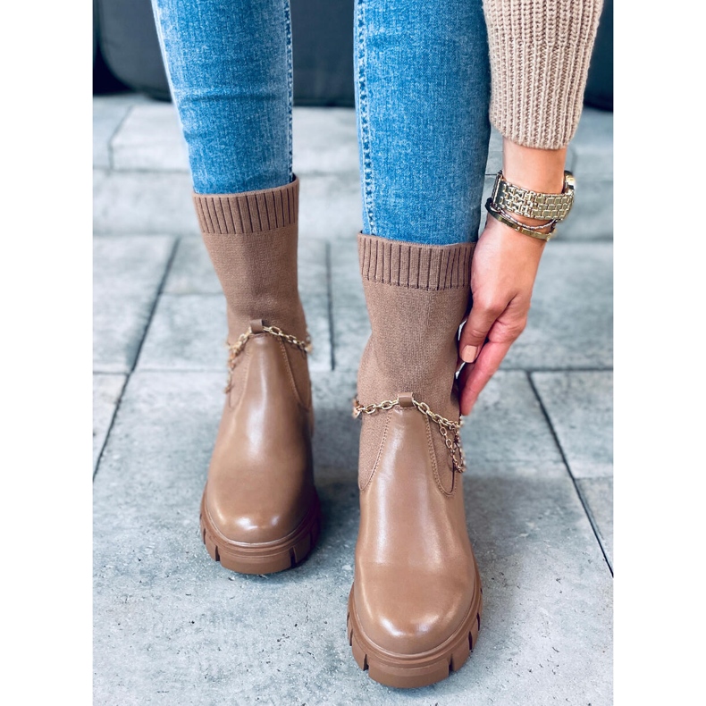 Stivali calzino Mona Khaki beige 2