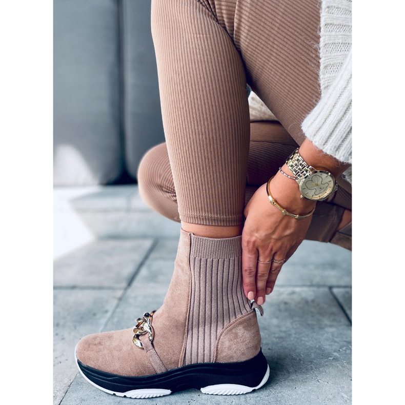 Stivaletti a calzino con catena Simma LT.KHAKI beige 2