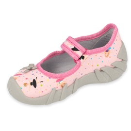 Pantofole per bambini Befado 109P248 rosa con fiocco 1