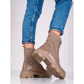 Borse trapuntate stringate da donna Shelovet beige marrone 1