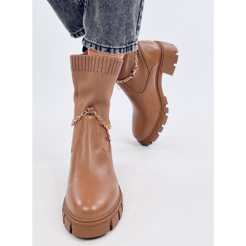 Stivali con tomaia a calzino di Grace Khaki beige 1