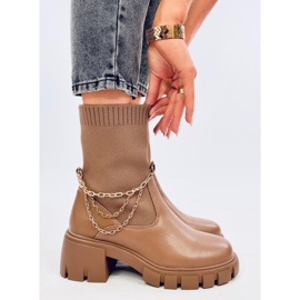 Stivali con tomaia a calzino di Grace Khaki beige 2