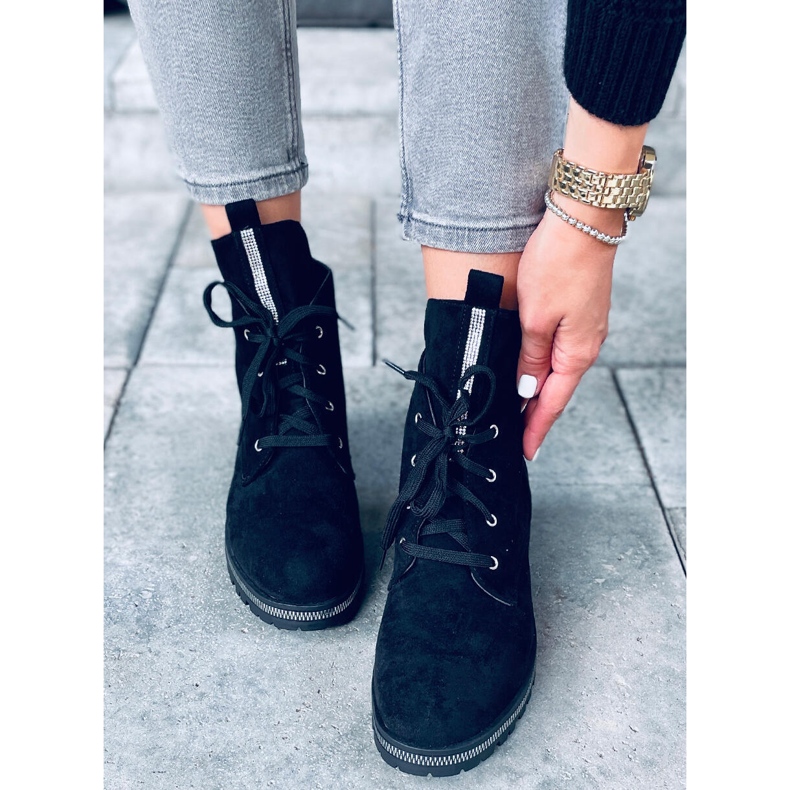 Stivali stringati Bing Black nero 1