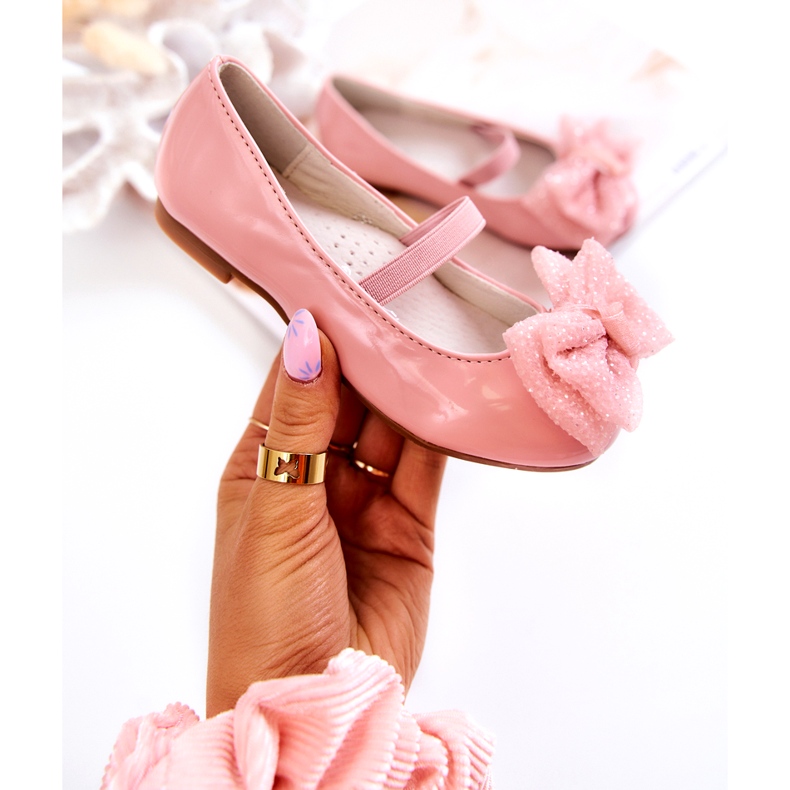 S.Barski Ballerine Laccate Per Bambini Con Fiocco Rosa Zolly 1