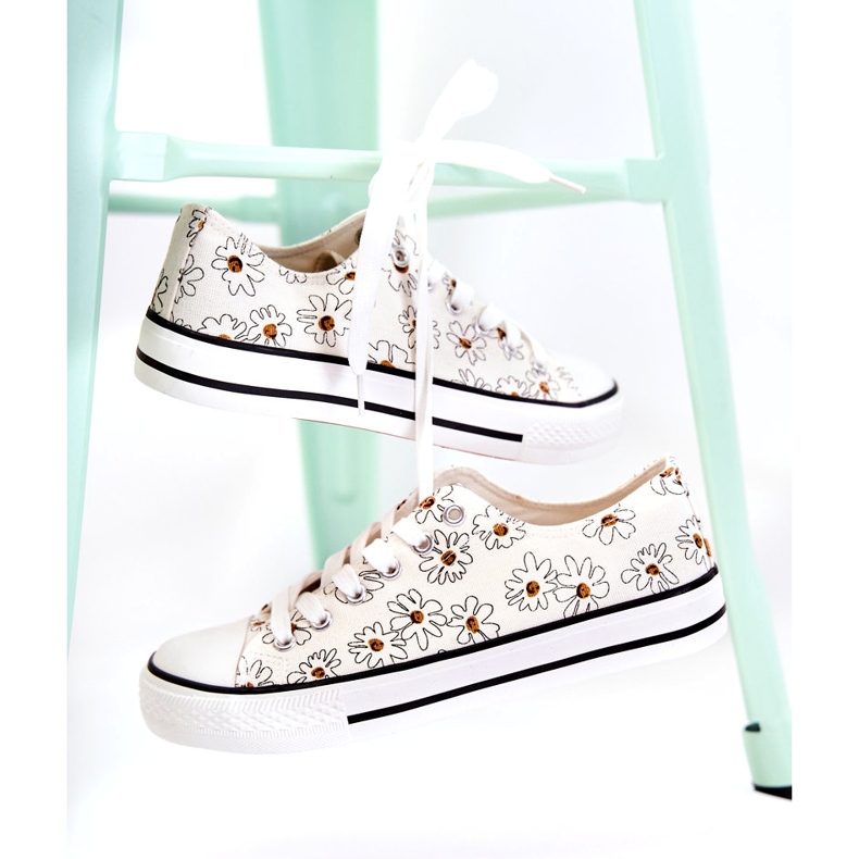 PS1 Sneakers Basse Da Donna Con Fiori Janey White bianco 2