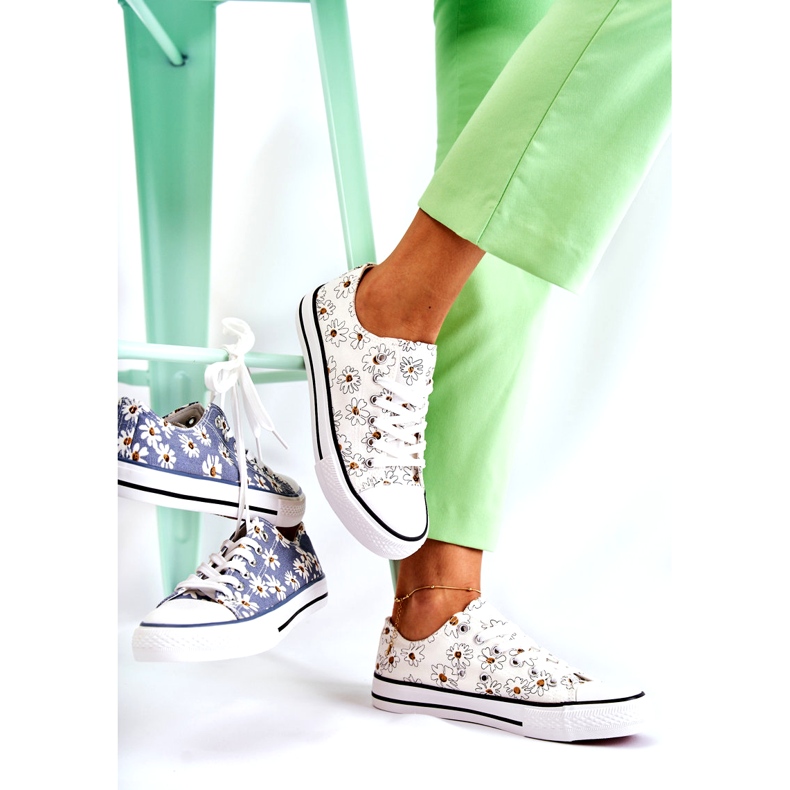 PS1 Sneakers Basse Da Donna Con Fiori Janey White bianco 3